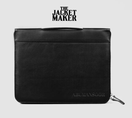 Custom Abu Mansoor Eclectic Black Leather Folio Organizer