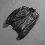 Agent Shadow Black Leather Bomber Jacket 8