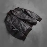 Agent Shadow Brown Leather Bomber Jacket 7