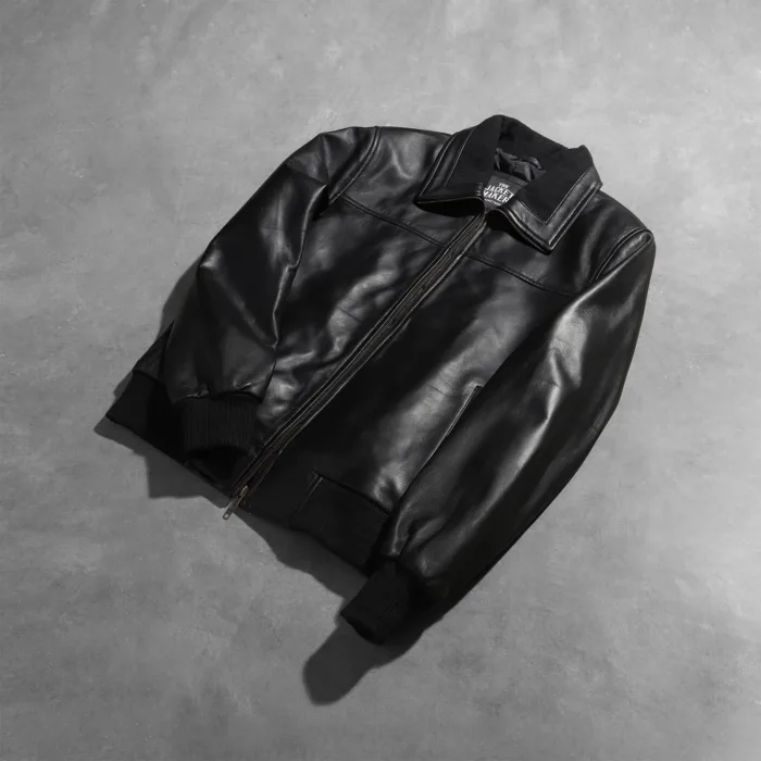 Air Rolf Black Leather Bomber Jacket 7