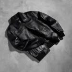 Air Rolf Black Leather Bomber Jacket 8