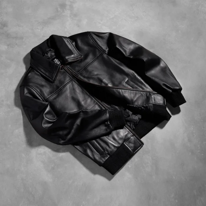 Air Rolf Black Leather Bomber Jacket 8