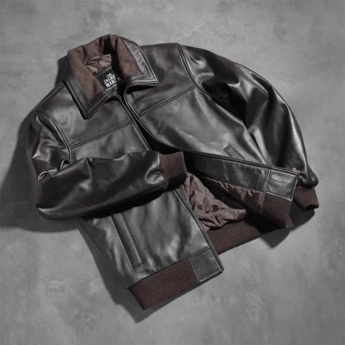 Air Rolf Brown Leather Bomber Jacket 8