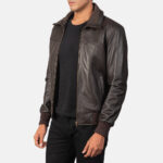 Air Rolf Brown Leather Bomber Jacket 2