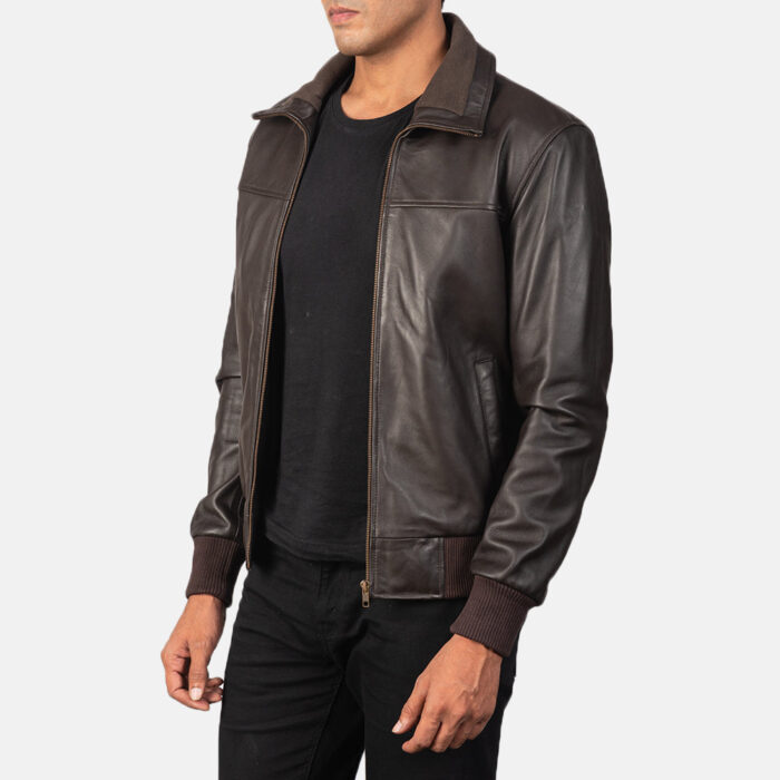 Air Rolf Brown Leather Bomber Jacket 2
