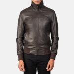 Air Rolf Brown Leather Bomber Jacket 3