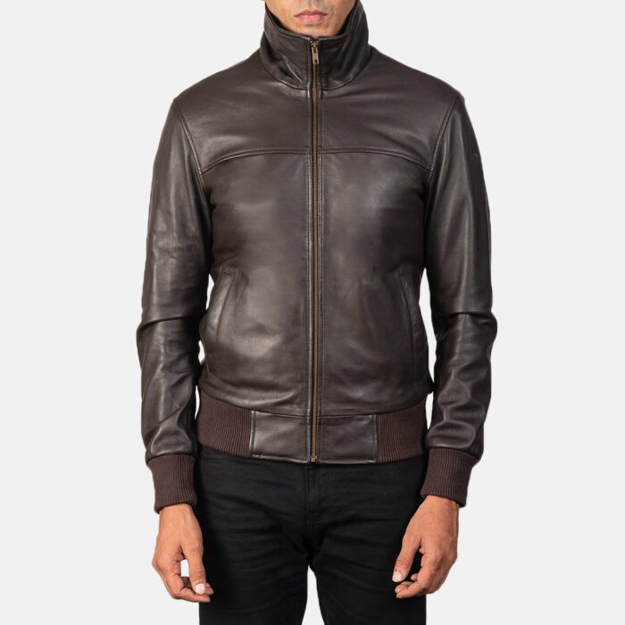 Air Rolf Brown Leather Bomber Jacket 3
