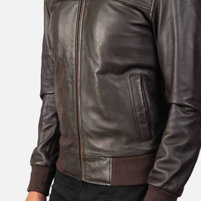 Air Rolf Brown Leather Bomber Jacket 6