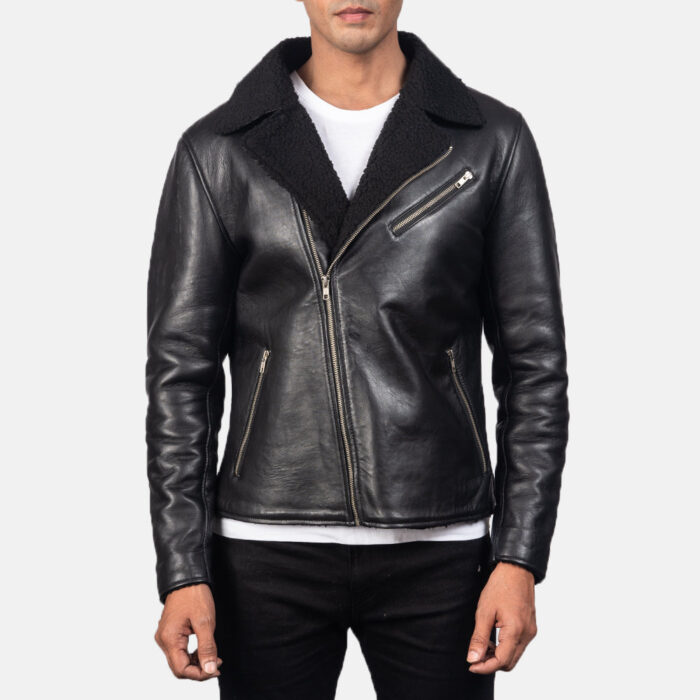 Alberto Shearling Black Leather Jacket 3