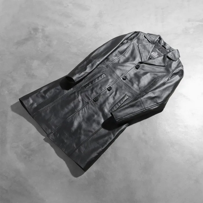 Alexis Black Single Breasted Leather Coat 8