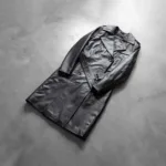 Alice Black Double Breasted Leather Coat 7