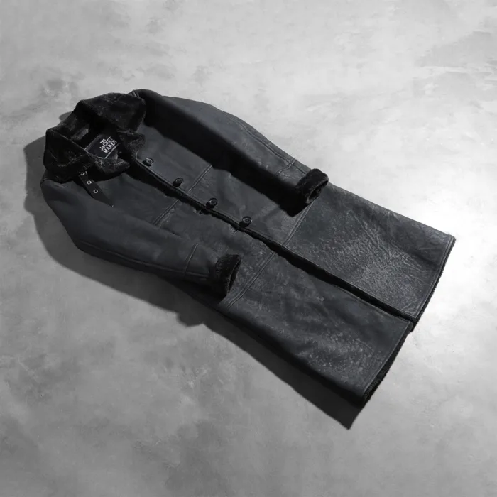 Alina Shearling Black Leather Coat 7