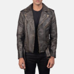 [FS] Allaric Alley Distressed Brown Leather Biker Jacket 3