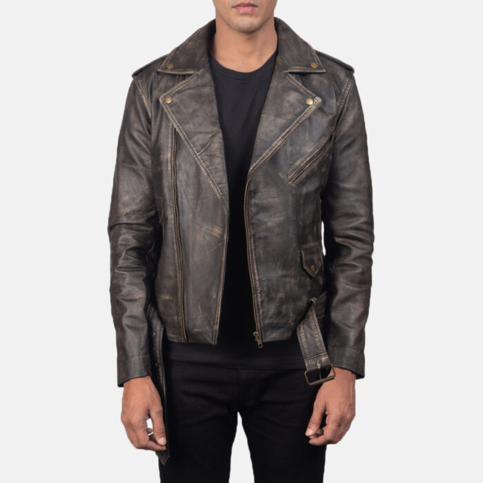 [FS] Allaric Alley Distressed Brown Leather Biker Jacket 3