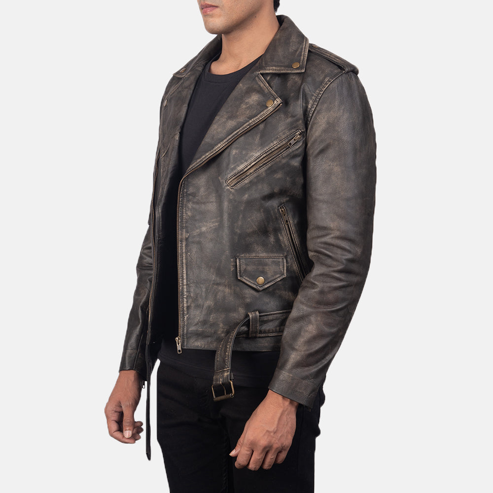 [FS] Allaric Alley Distressed Brown Leather Biker Jacket 2