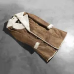 Amie Distressed Brown Double Breasted Shearling Coat 7