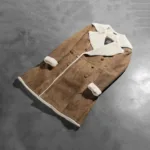 Amie Distressed Brown Double Breasted Shearling Coat 8