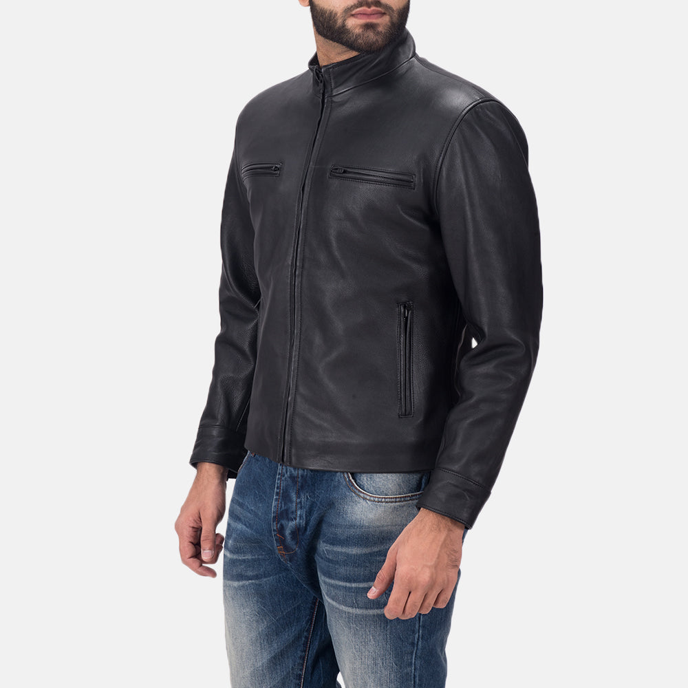 Austere Matte Black Leather Biker Jacket 2