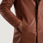 Cinnamon Brown Leather Fur Coat 6