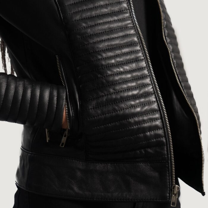 Cityscape Black Leather Biker Jacket 6