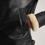 Francis B-3 Black & Cream Leather Bomber Jacket 6