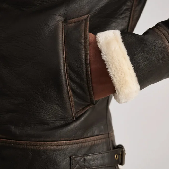 Francis B-3 Brown & Cream Leather Bomber Jacket 6