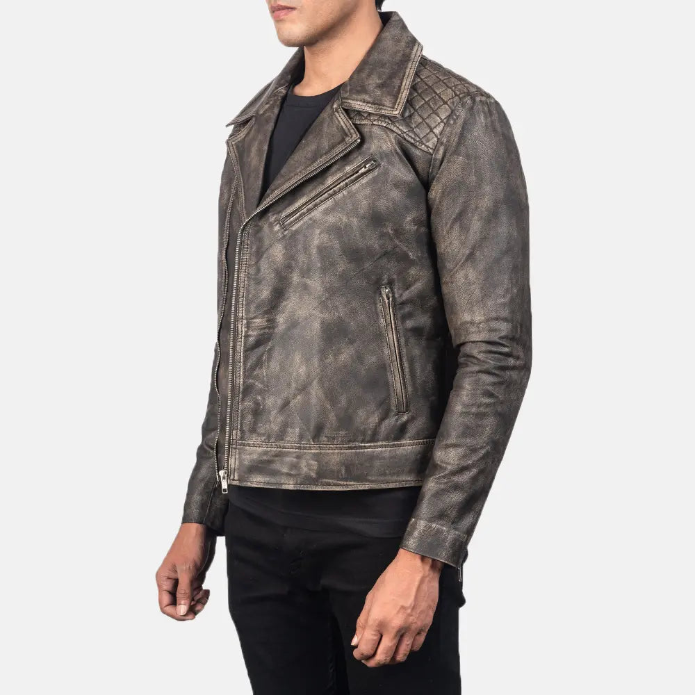 Danny Quilted Brown Leather Biker Jacket 2