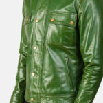 Darren Distressed Green Leather Biker Jacket 6