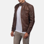 Dean Brown Leather Biker Jacket 2