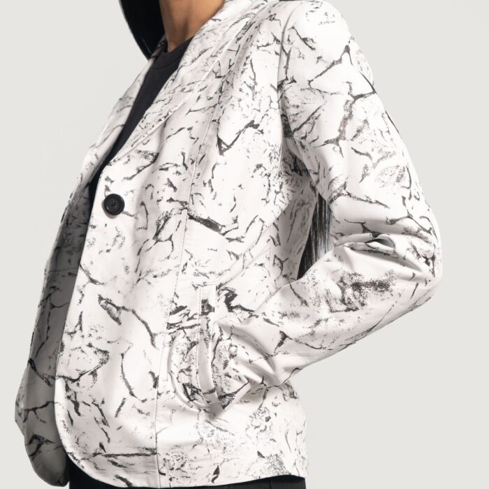 Donna Blake White Leather Blazer 6