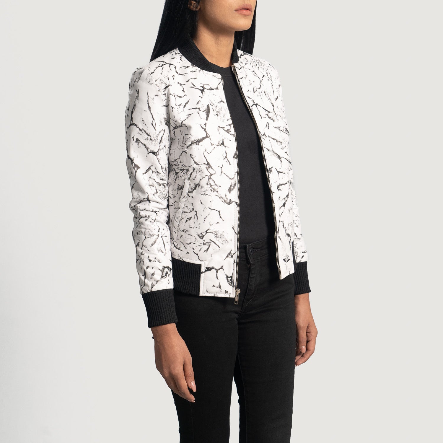 Donna Blake White Leather Bomber Jacket 2