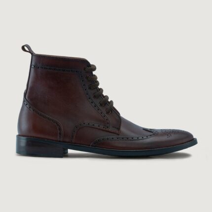 Duster Brogues Derby Brown Burnished Leather Boots - StudGuard 2