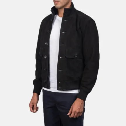 Eaton Black Suede Bomber Jacket 2
