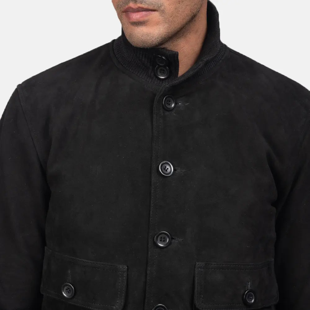Eaton Black Suede Bomber Jacket 5