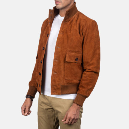 Eaton Brown Suede Bomber Jacket 2
