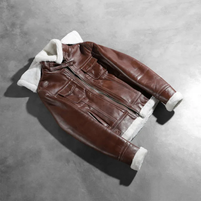 Fiona Brown Hooded Shearling Leather Jacket 7