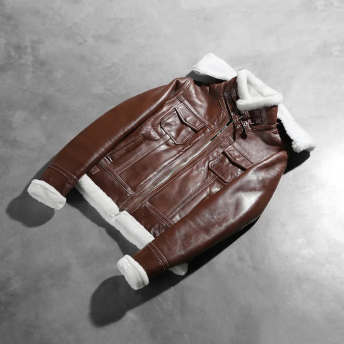 Fiona Brown Hooded Shearling Leather Jacket 8