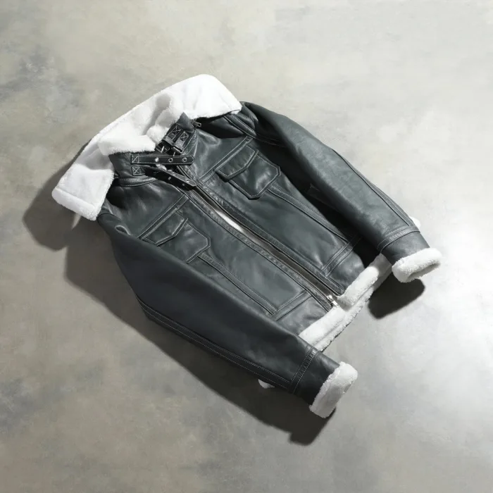 Fiona Green Hooded Shearling Leather Jacket 8