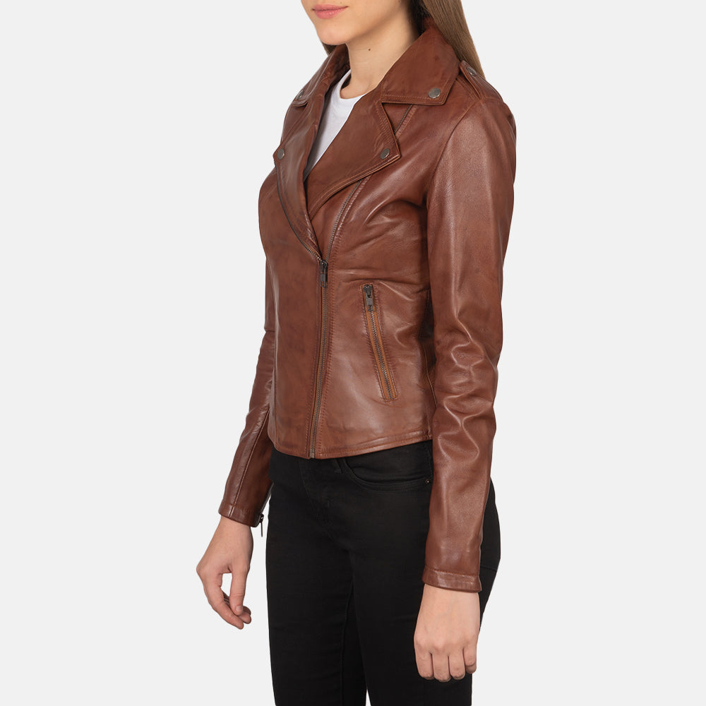 Flashback Brown Leather Biker Jacket 2