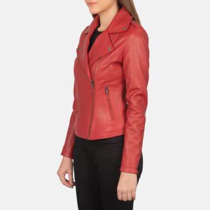 Flashback Red Leather Biker Jacket 2