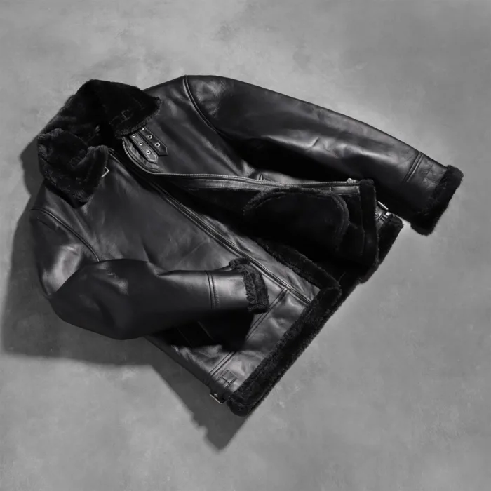 Francis B-3 Black Leather Bomber Jacket 8