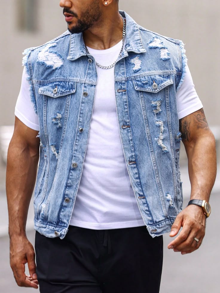 Custom Paul Kendall Denim Vests x 8 2