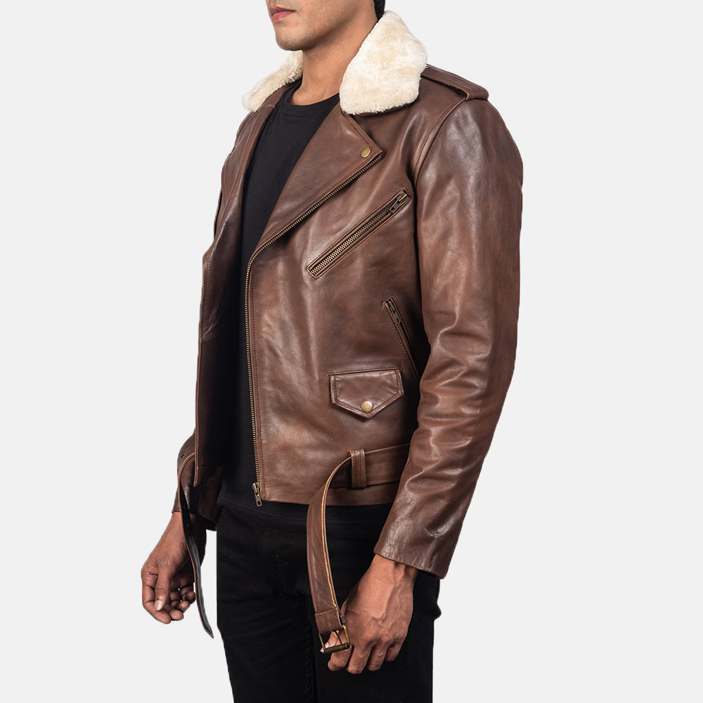 Furton Brown Leather Biker Jacket 2