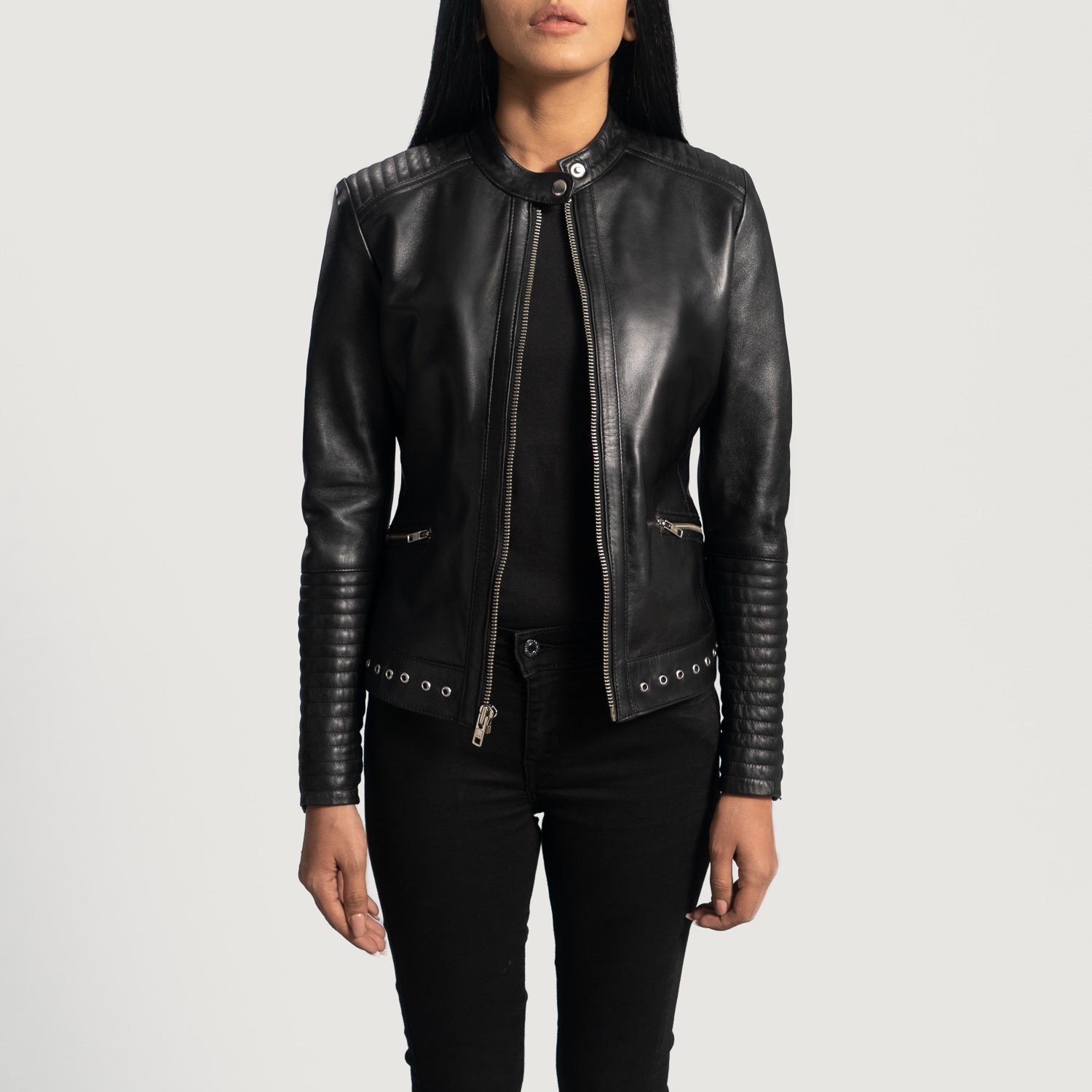 Haley Ray Black Leather Biker Jacket 2