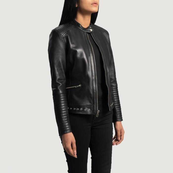 Haley Ray Black Leather Biker Jacket 3