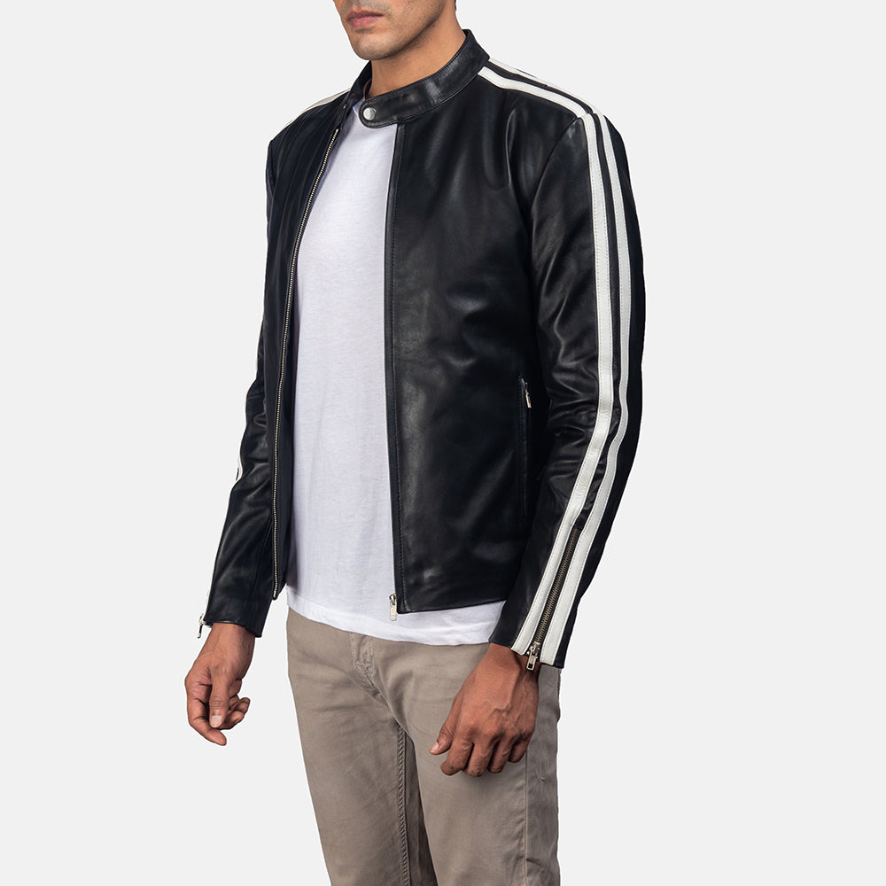 Hank Black Leather Biker Jacket 2