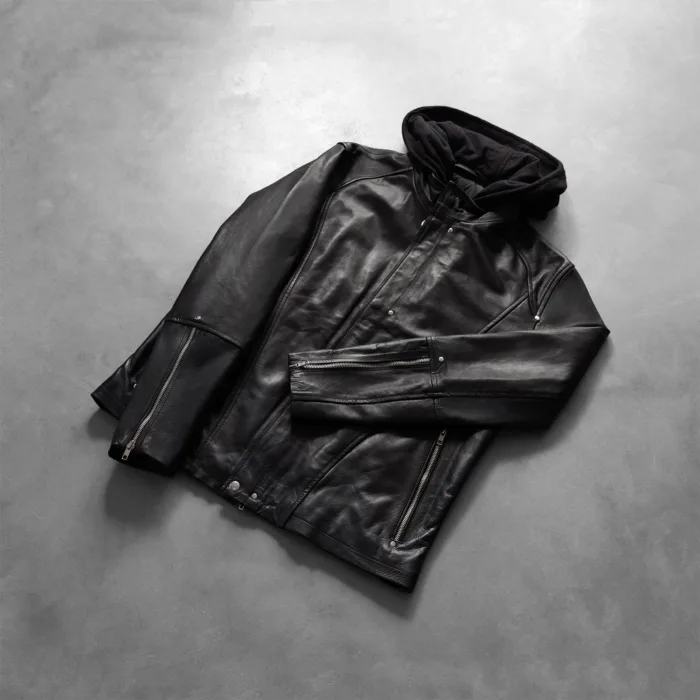 Highschool Black Hooded Leather Jacket 8
