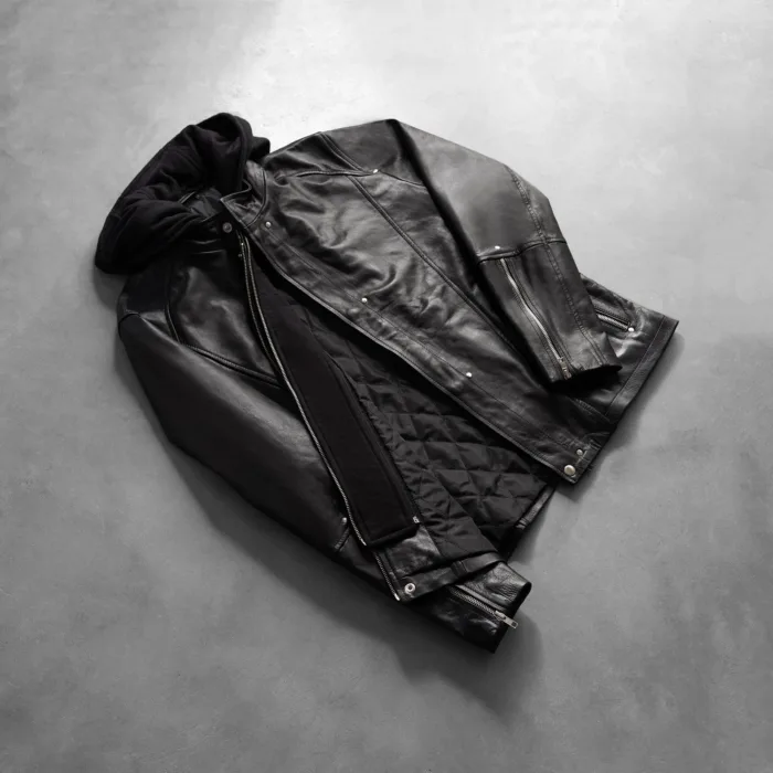 Highschool Black Hooded Leather Jacket 7