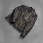 Ionic Distressed Brown Leather Biker Jacket 8
