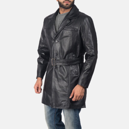Jordan Black Leather Coat 2